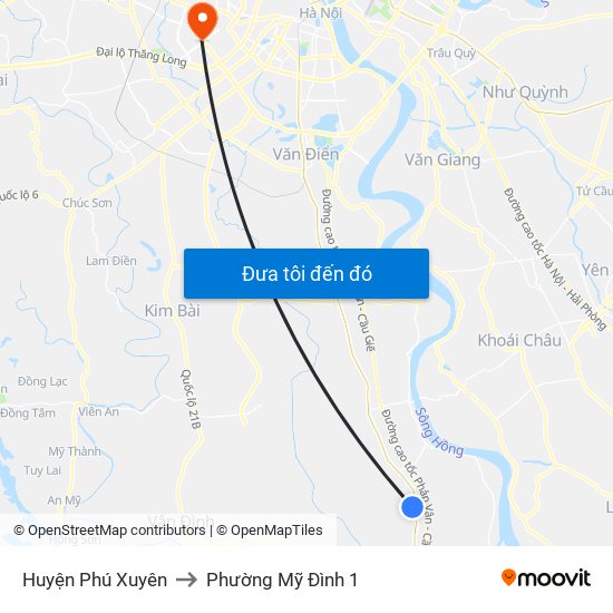 Huyện Phú Xuyên to Phường Mỹ Đình 1 map