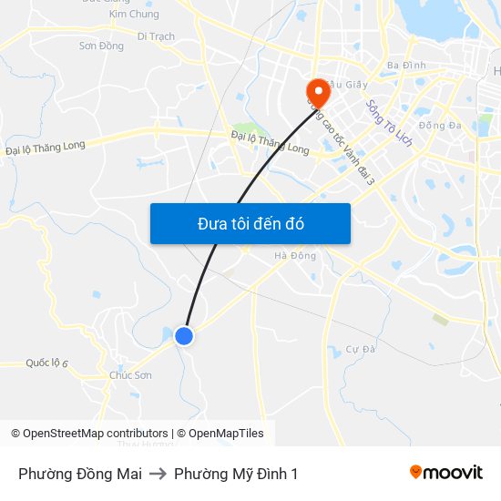 Phường Đồng Mai to Phường Mỹ Đình 1 map