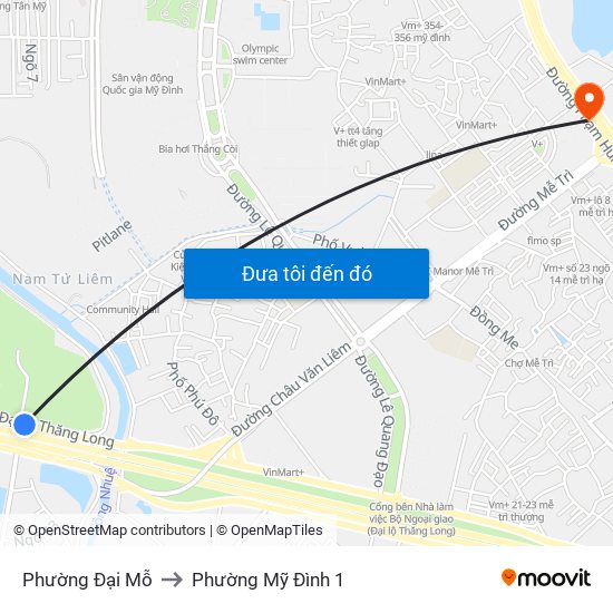 Phường Đại Mỗ to Phường Mỹ Đình 1 map