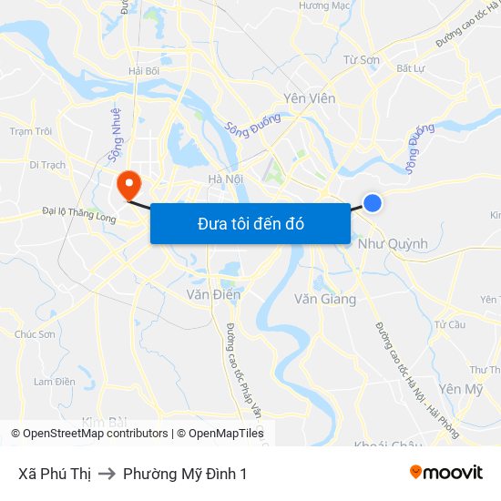 Xã Phú Thị to Phường Mỹ Đình 1 map