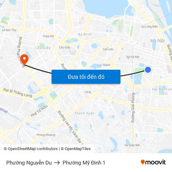 Phường Nguyễn Du to Phường Mỹ Đình 1 map