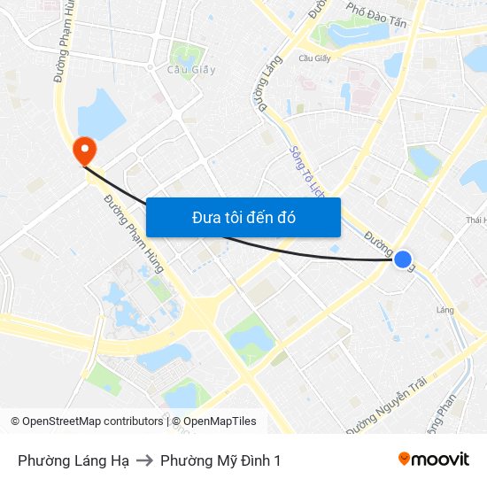 Phường Láng Hạ to Phường Mỹ Đình 1 map