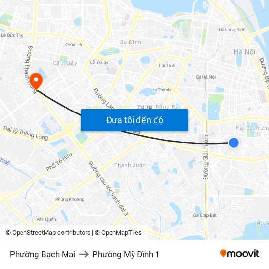 Phường Bạch Mai to Phường Mỹ Đình 1 map