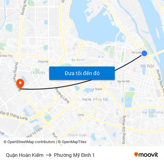 Quận Hoàn Kiếm to Phường Mỹ Đình 1 map