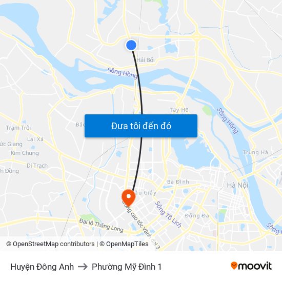 Huyện Đông Anh to Phường Mỹ Đình 1 map