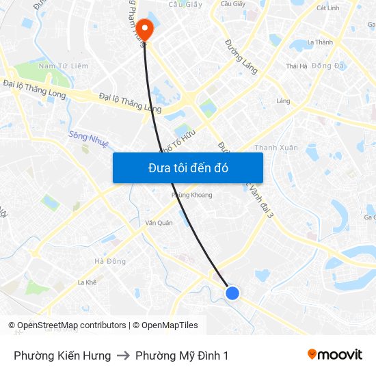 Phường Kiến Hưng to Phường Mỹ Đình 1 map