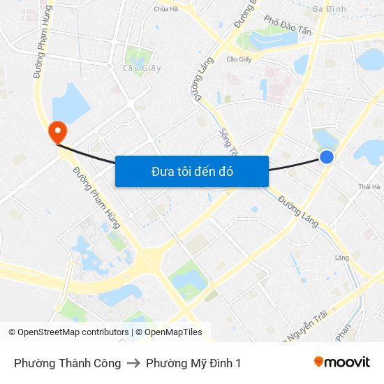 Phường Thành Công to Phường Mỹ Đình 1 map