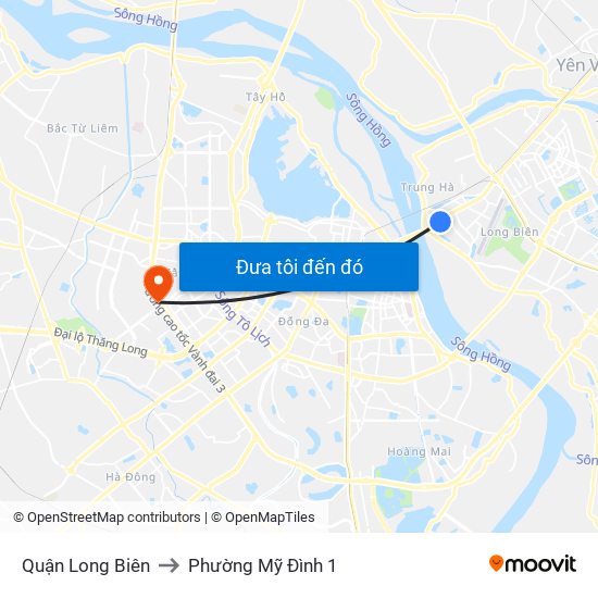 Quận Long Biên to Phường Mỹ Đình 1 map
