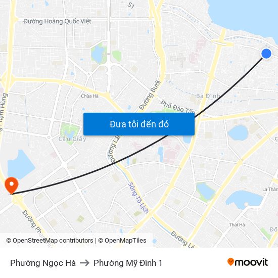 Phường Ngọc Hà to Phường Mỹ Đình 1 map