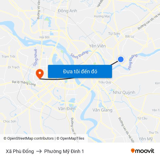 Xã Phù Đổng to Phường Mỹ Đình 1 map