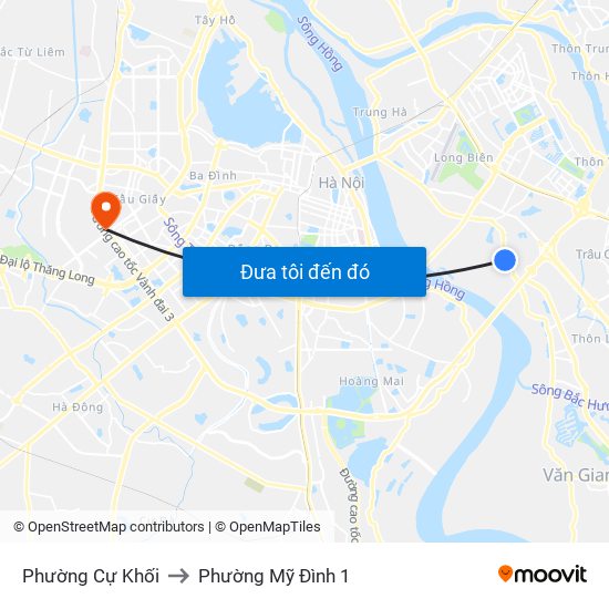 Phường Cự Khối to Phường Mỹ Đình 1 map