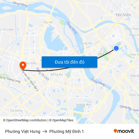 Phường Việt Hưng to Phường Mỹ Đình 1 map