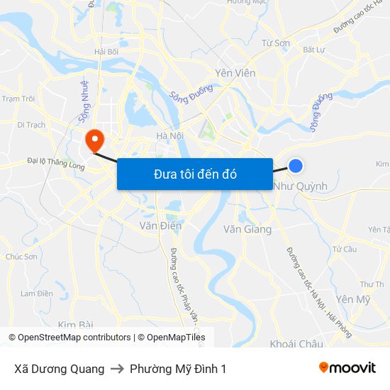 Xã Dương Quang to Phường Mỹ Đình 1 map