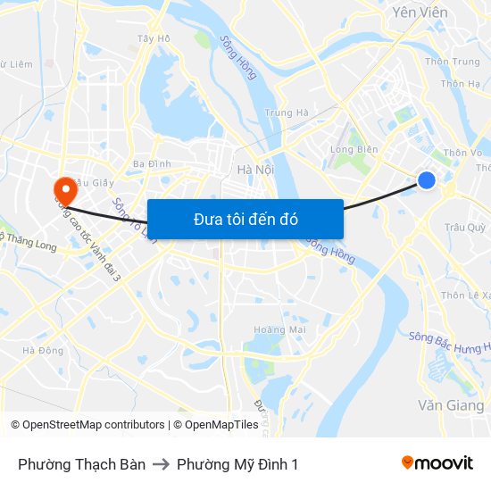 Phường Thạch Bàn to Phường Mỹ Đình 1 map