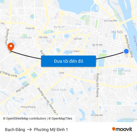 Bạch Đằng to Phường Mỹ Đình 1 map