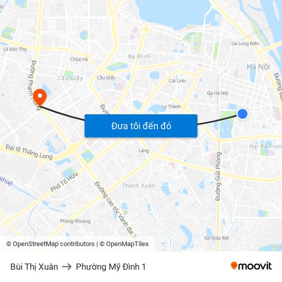 Bùi Thị Xuân to Phường Mỹ Đình 1 map