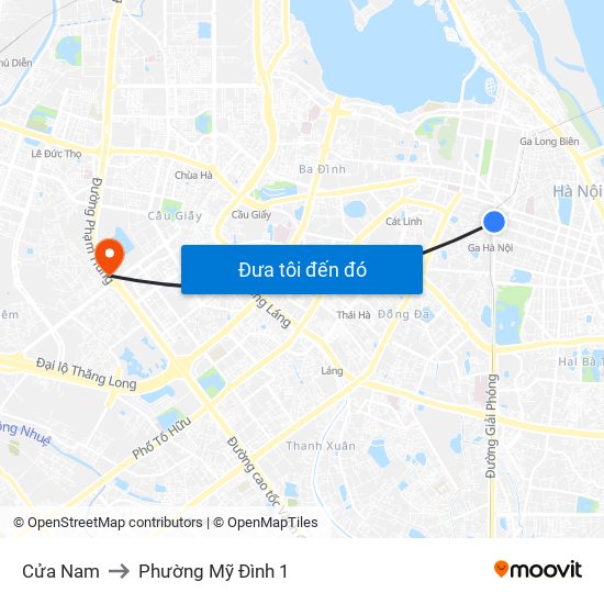 Cửa Nam to Phường Mỹ Đình 1 map