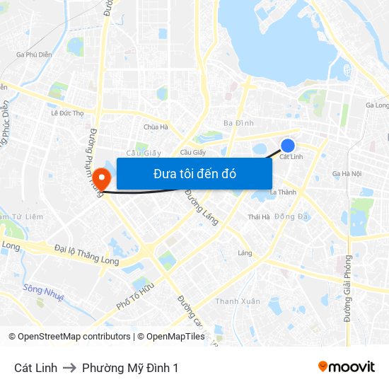 Cát Linh to Phường Mỹ Đình 1 map