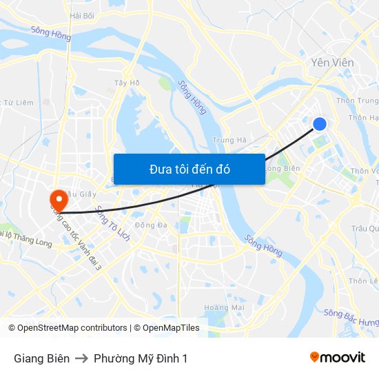 Giang Biên to Phường Mỹ Đình 1 map