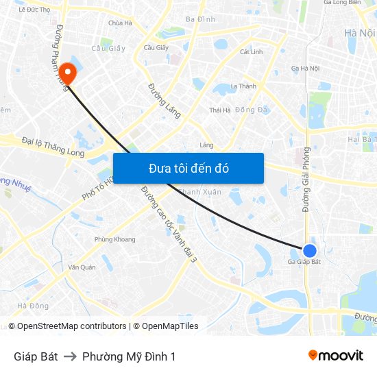 Giáp Bát to Phường Mỹ Đình 1 map