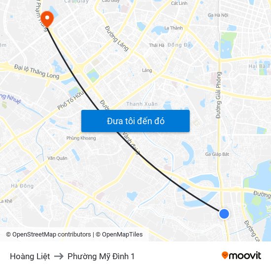 Hoàng Liệt to Phường Mỹ Đình 1 map