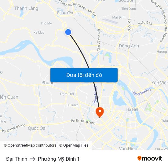 Đại Thịnh to Phường Mỹ Đình 1 map