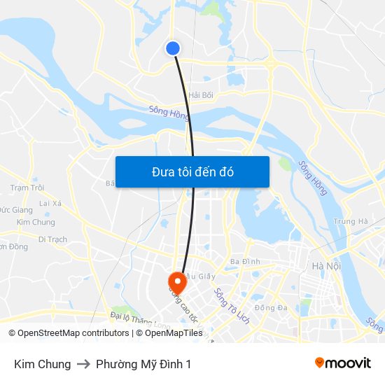 Kim Chung to Phường Mỹ Đình 1 map