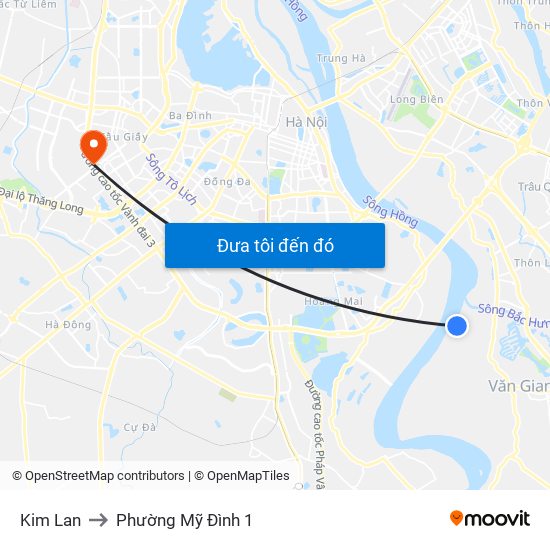 Kim Lan to Phường Mỹ Đình 1 map