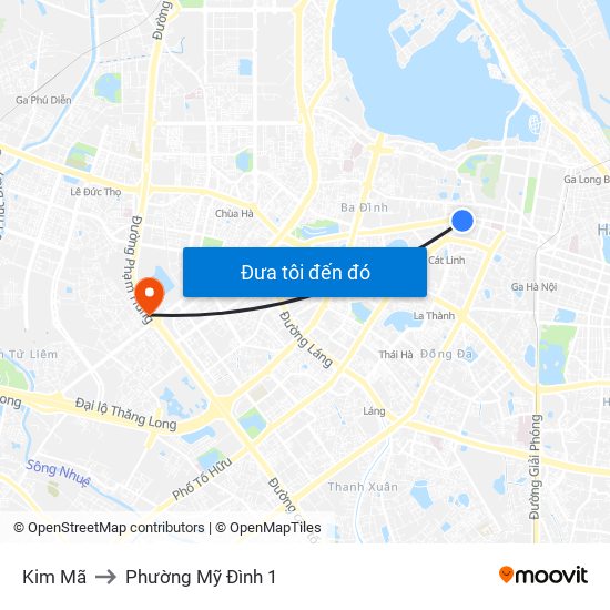 Kim Mã to Phường Mỹ Đình 1 map