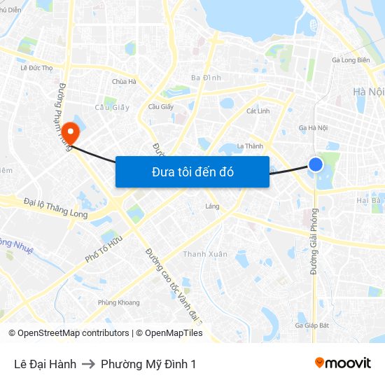 Lê Đại Hành to Phường Mỹ Đình 1 map