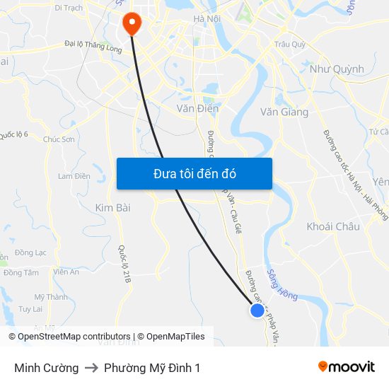 Minh Cường to Phường Mỹ Đình 1 map