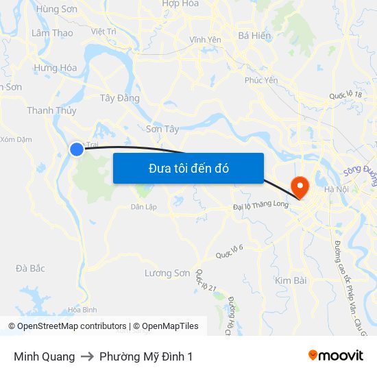 Minh Quang to Phường Mỹ Đình 1 map