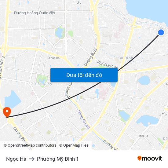 Ngọc Hà to Phường Mỹ Đình 1 map