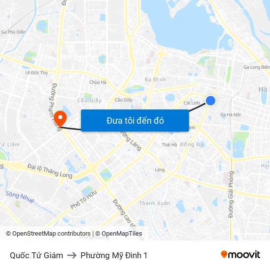 Quốc Tử Giám to Phường Mỹ Đình 1 map