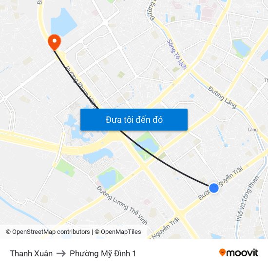 Thanh Xuân to Phường Mỹ Đình 1 map