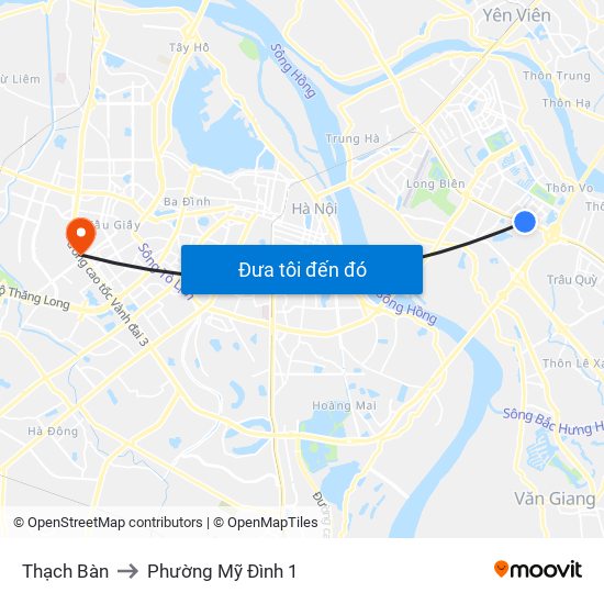 Thạch Bàn to Phường Mỹ Đình 1 map