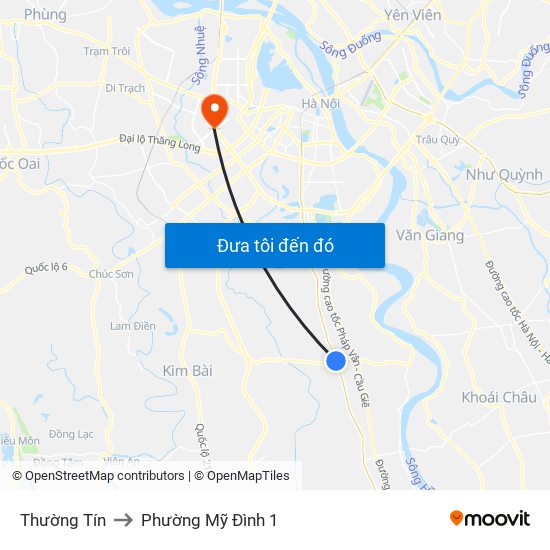 Thường Tín to Phường Mỹ Đình 1 map