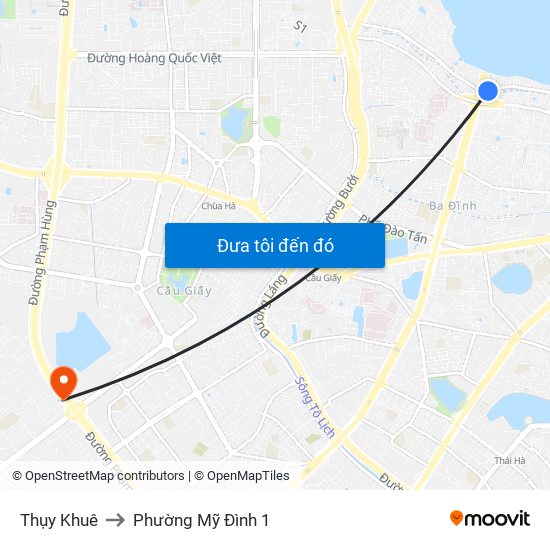 Thụy Khuê to Phường Mỹ Đình 1 map