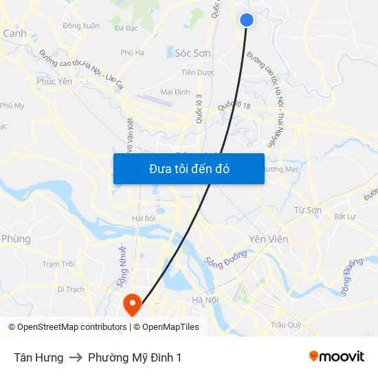 Tân Hưng to Phường Mỹ Đình 1 map