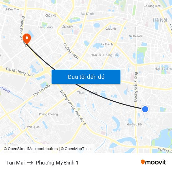 Tân Mai to Phường Mỹ Đình 1 map