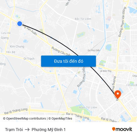 Trạm Trôi to Phường Mỹ Đình 1 map