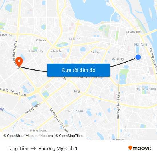 Tràng Tiền to Phường Mỹ Đình 1 map