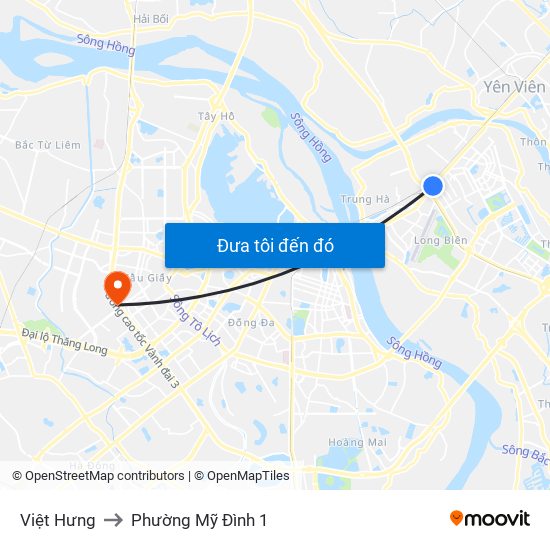 Việt Hưng to Phường Mỹ Đình 1 map