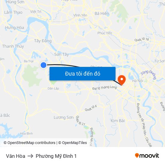 Vân Hòa to Phường Mỹ Đình 1 map