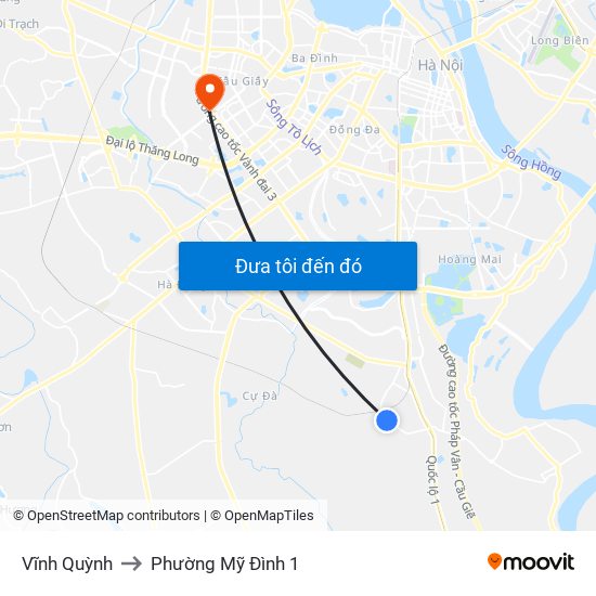 Vĩnh Quỳnh to Phường Mỹ Đình 1 map