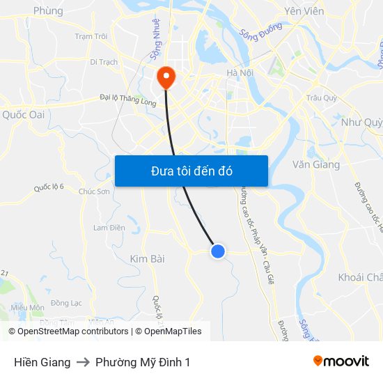 Hiền Giang to Phường Mỹ Đình 1 map