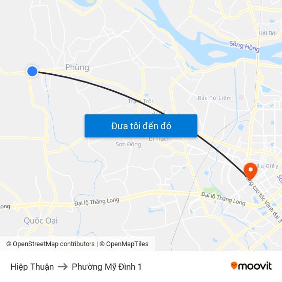 Hiệp Thuận to Phường Mỹ Đình 1 map