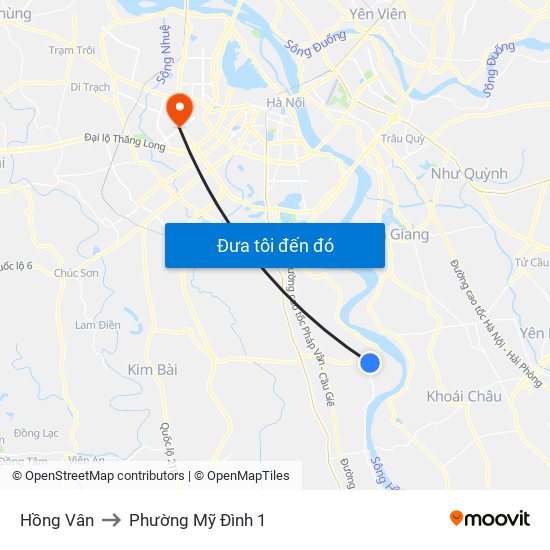 Hồng Vân to Phường Mỹ Đình 1 map