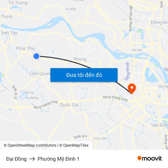 Đại Đồng to Phường Mỹ Đình 1 map