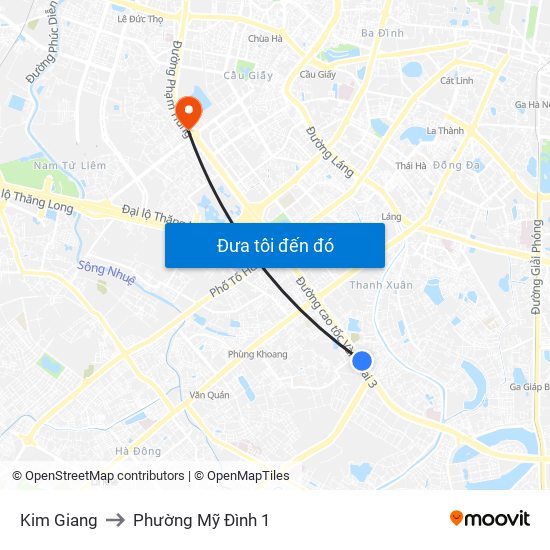 Kim Giang to Phường Mỹ Đình 1 map
